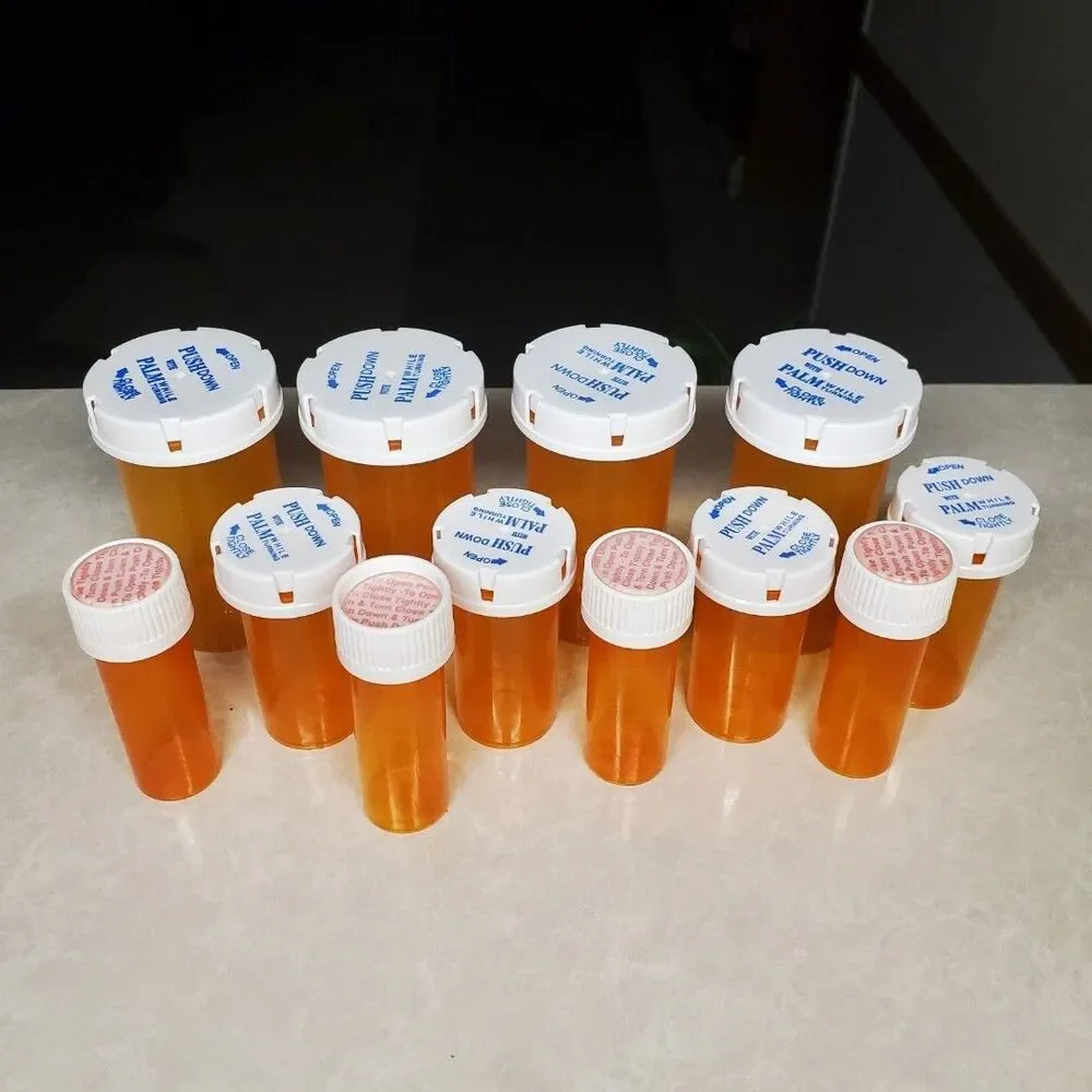 lot of 12 Empty Pill Bottles Rx Prescription For Storage or Crafts Assorted Size